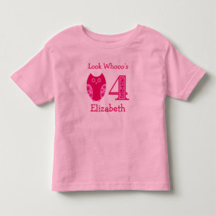 Pink Owls 4th Birthday Personalised T-Shirt