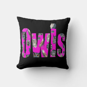 Pink Owls Name Logo,  Cushion