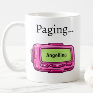 Pink Pager Personalised Name Funny Gift Mug