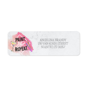Pink Paint & Sip Bachelorette Party Return Address Label