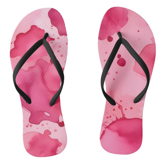Pink Paint Splash Flip Flops (Footbed)