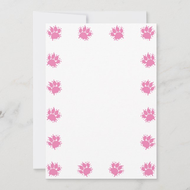 Pink Paint Splatter Dog Paw Prints DIY Card (Front)