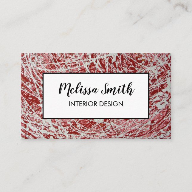 Pink Paint Splatter Interior Design Business Card (Front)