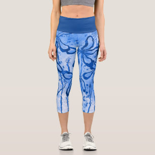 Pink Paint Splatter & Lilies Capri Leggings