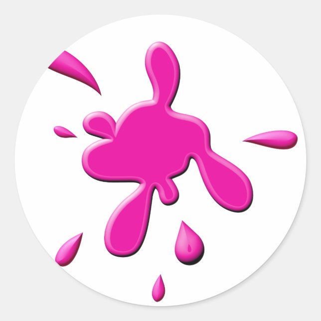 Pink Paint Splodge Classic Round Sticker (Front)