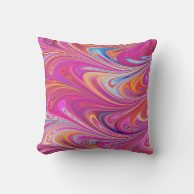 Pink Paint Swirl Pattern Pillows (Front)