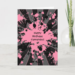 Pink paintball Happy Birthday Card