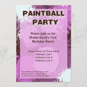 Pink Paintball Party Invite