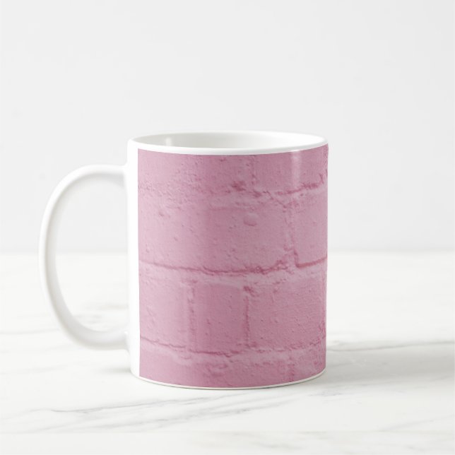 PINK PAINTED BRICK WALL COFFEE MUG (Left)