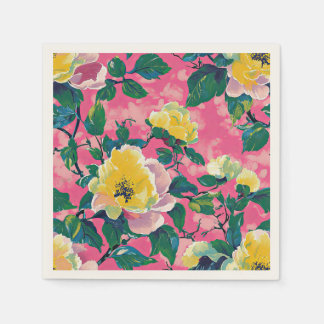 Pink Painted Chinoiserie Floral Napkin