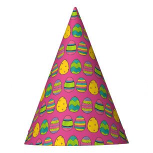 Pink Painted Colourful Easter Basket Egg Hunt Eggs Party Hat