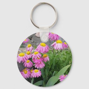 Pink Painted daisy Flowers Nature photography Key Ring