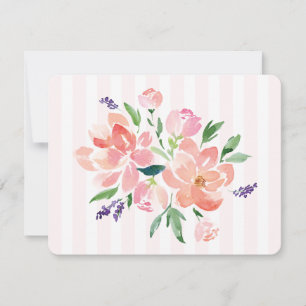 Pink Painted Peony Striped Card