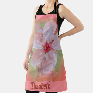 pink painted rose flower apron
