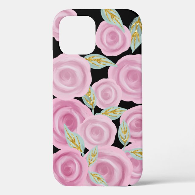 Pink Painted Roses Case-Mate iPhone Case (Back)