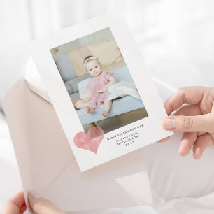 Pink Painterly Heart Modern Valentine's Day Photo Holiday Card