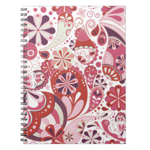 Pink paisley background notebook