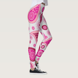 PINK PAISLEY BOHEMIAN YOGA PANTS  LEGGINGS
