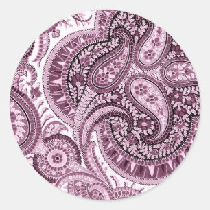 Pink Paisley Classic Round Sticker