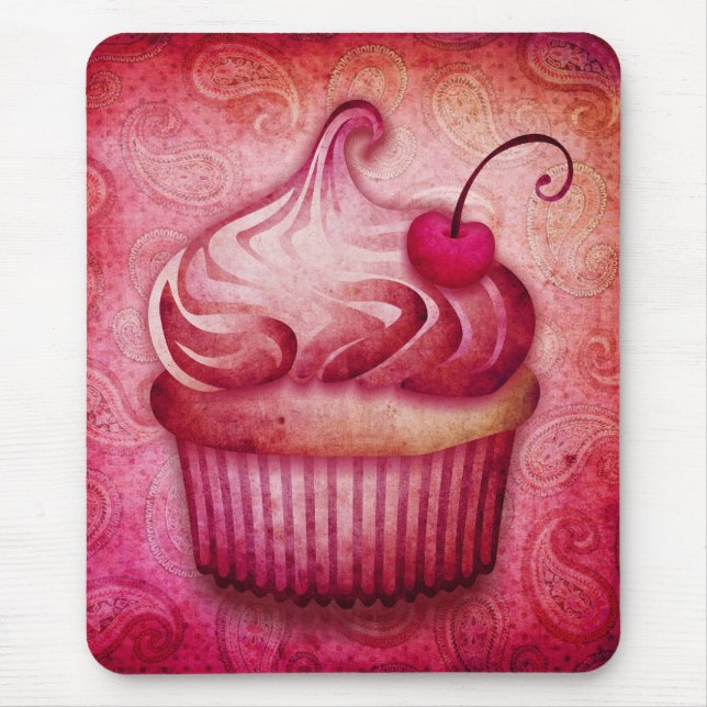 pink paisley cupcake mouse pad (Front)