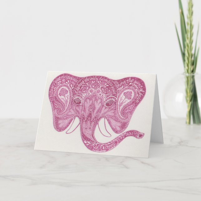Pink Paisley Elephant Notecard (Front)