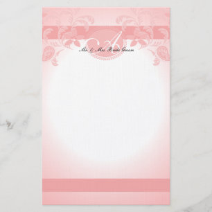 Pink Paisley Floral Monogram Stationery