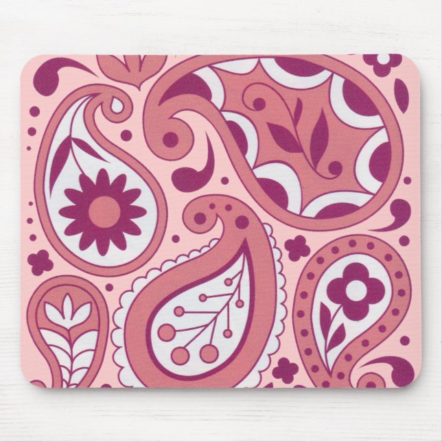 Pink Paisley Flower Mousepad (Front)
