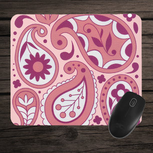 Pink Paisley Flower Mousepad