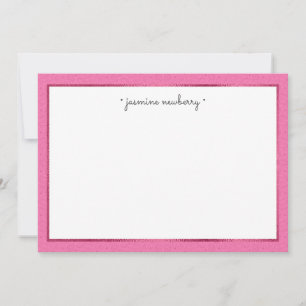 Pink Paisley & Foil Personalised Flat Note Card