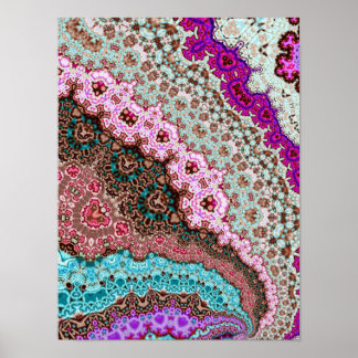 Pink Paisley Fractal Abstract Poster