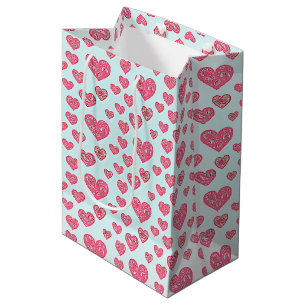 Pink paisley hearts valentine medium gift bag