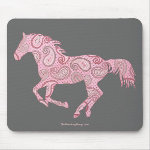 Pink Paisley Horse Mouse Pad