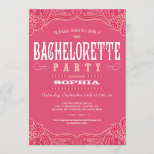 Pink Paisley Invitations for a Bachelorette Party