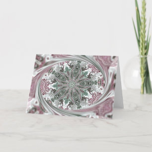 Pink Paisley Kaleidoscope for Christmas or Anytime Holiday Card