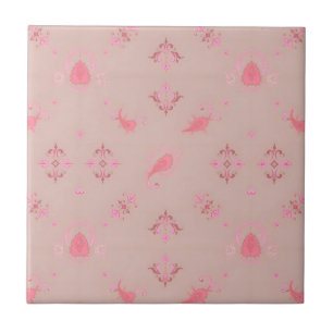 Pink Paisley Pattern Ceramic Tile