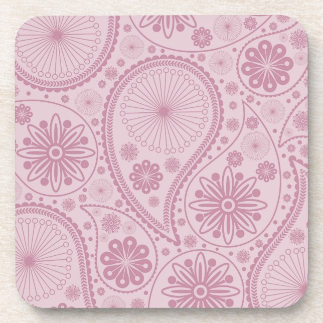 Pink paisley pattern coaster (Front)