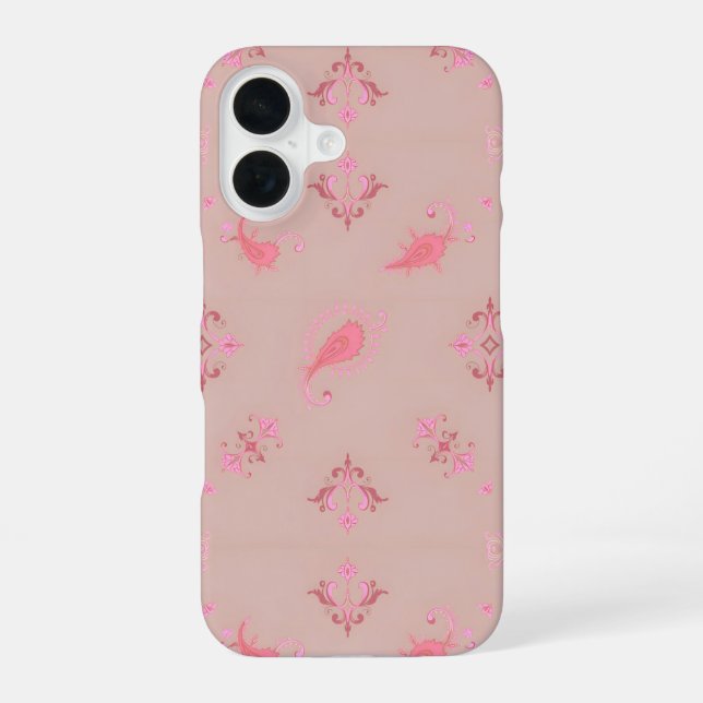 Pink Paisley Pattern iPhone 16 Case (Back)