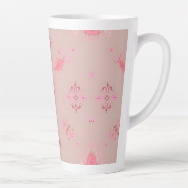 Pink Paisley Pattern Latte Mug (Right)