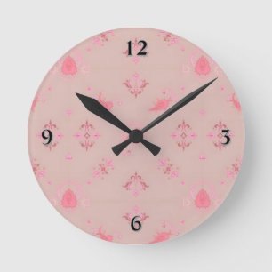 Pink Paisley Pattern Round Clock