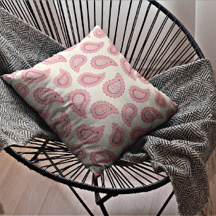 Pink Paisley/Striped Decorative Throw Pillow