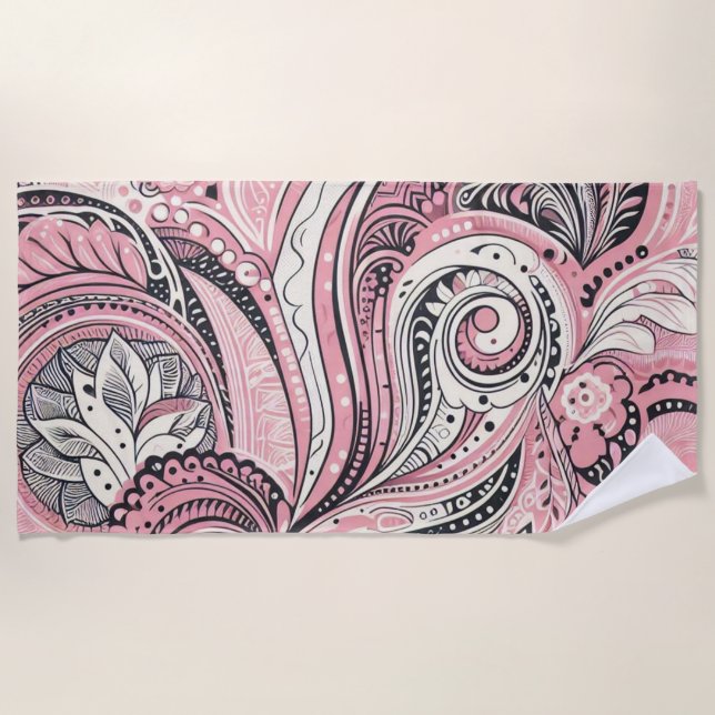 Pink Paisley The Home Studio Beach Towel (Front)