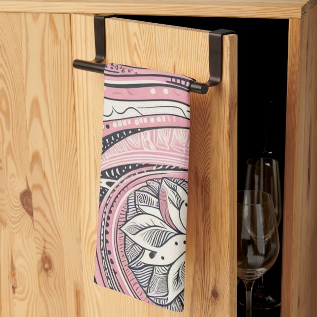 Pink Paisley The Home Studio Kitchen Towels (Thirds Fold)