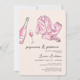 Pink Pajamas and Prosecco Bridal Shower Invitation