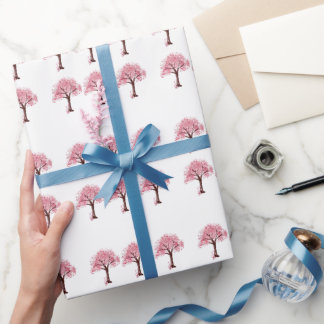 Pink Pale Trees Wrapping Paper