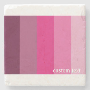 PINK PALETTE COLOR SHADE SOLID STRIPES CUSTOM TEXT STONE COASTER
