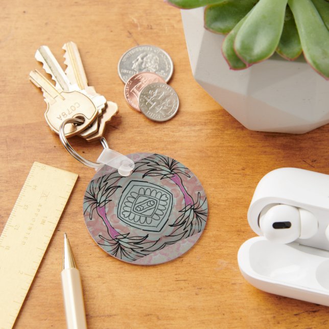 Pink Palm Abstract 2 Key Ring (Desk)