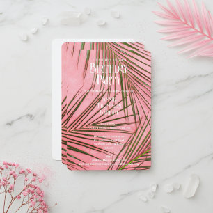 Pink Palm Birthday Invitation
