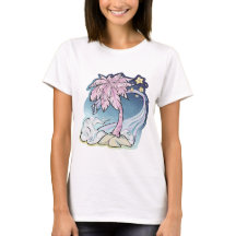 Pink Palm & Blue Bird Women's T-Shirt 
