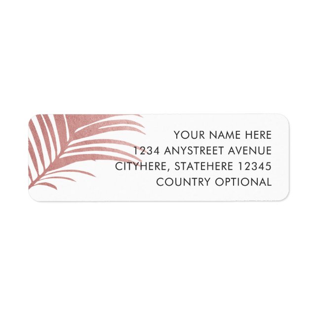 Pink Palm Leaf Beach Return Address Label (Front)