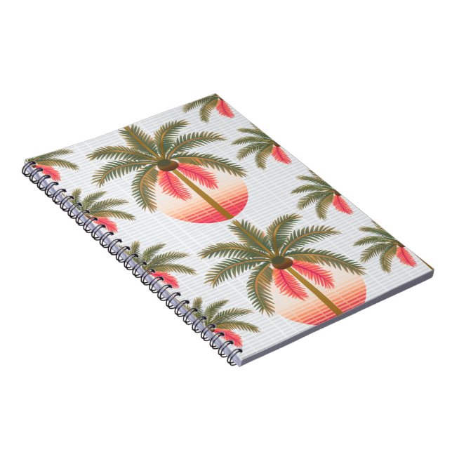 pink palm pattern with the sun notebook (Right Side)